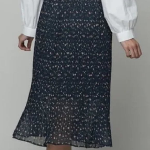 OAK + FORT Floral Navy Flowy Midi Skirt - S - Picture 2 of 6